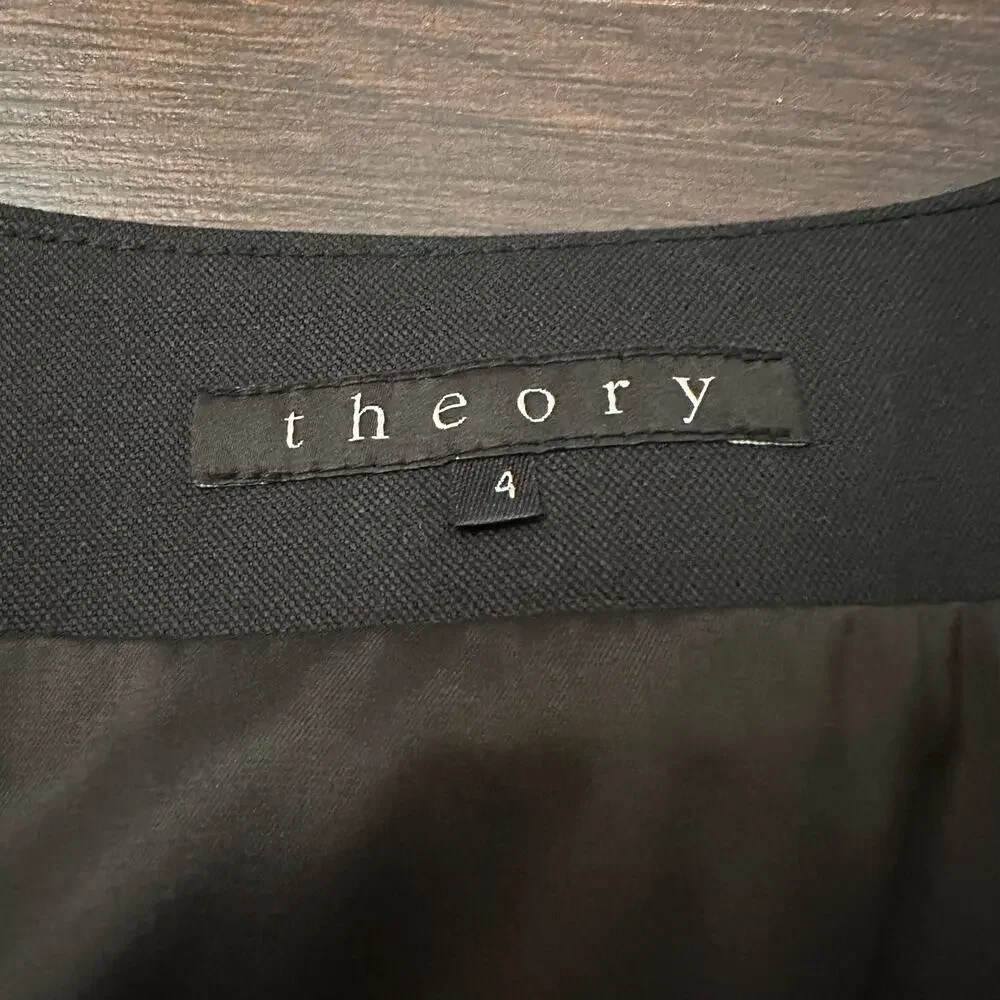 Theory Black Collarless Tailored Blazer Jacket